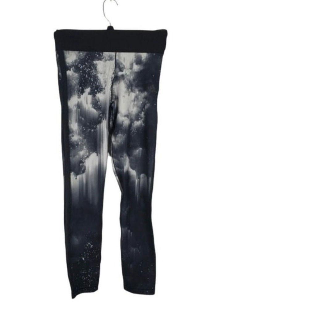 Adidas Climalite Athletic Leggings Small Womens Yoga Running Black Grey